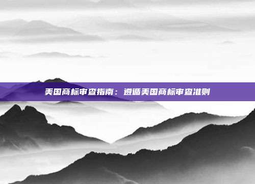 美国商标审查指南:遵循美国商标审查准则