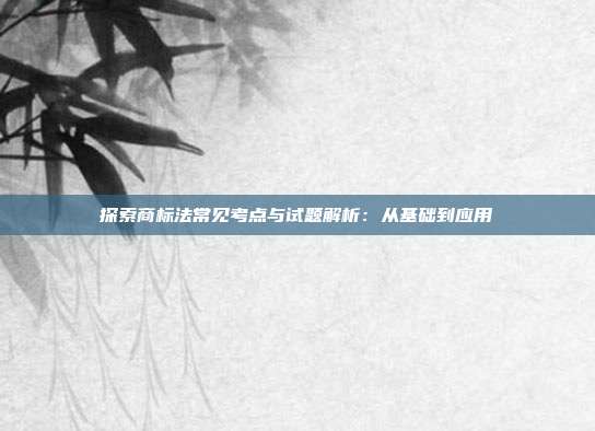探索商标法常见考点与试题解析:从基础到应用