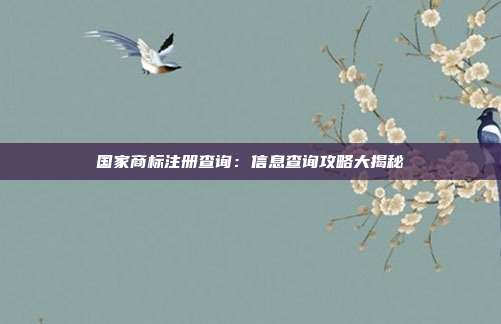 国家商标注册查询：信息查询攻略大揭秘