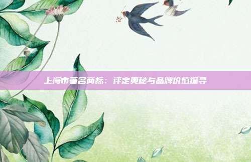 上海市著名商标:评定奥秘与品牌价值探寻