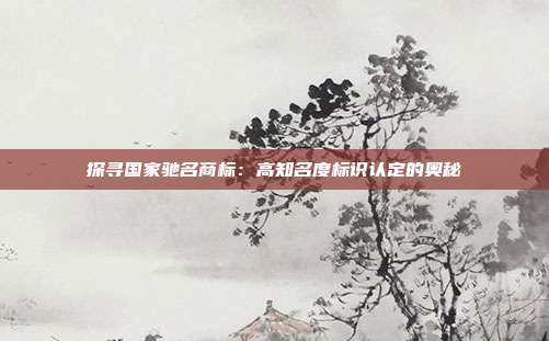 探寻国家驰名商标:高知名度标识认定的奥秘