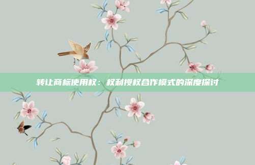 转让商标使用权:权利授权合作模式的深度探讨