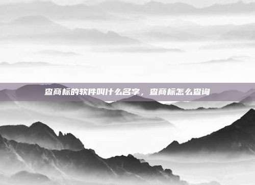 查商标的软件叫什么名字，查商标怎么查询