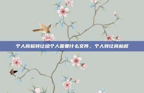 个人商标转让给个人需要什么文件,个人转让商标权