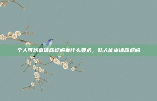 个人可以申请商标吗有什么要求,私人能申请商标吗
