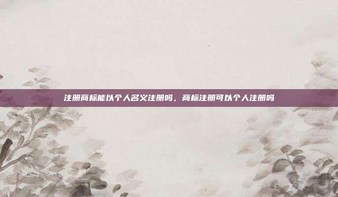 注册商标能以个人名义注册吗,商标注册可以个人注册吗