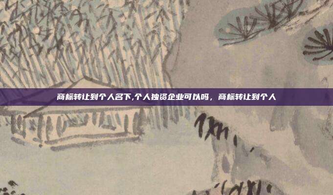 商标转让到个人名下,个人独资企业可以吗，商标转让到个人