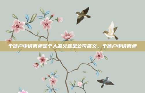 个体户申请商标是个人名义还是公司名义,个体户申请商标