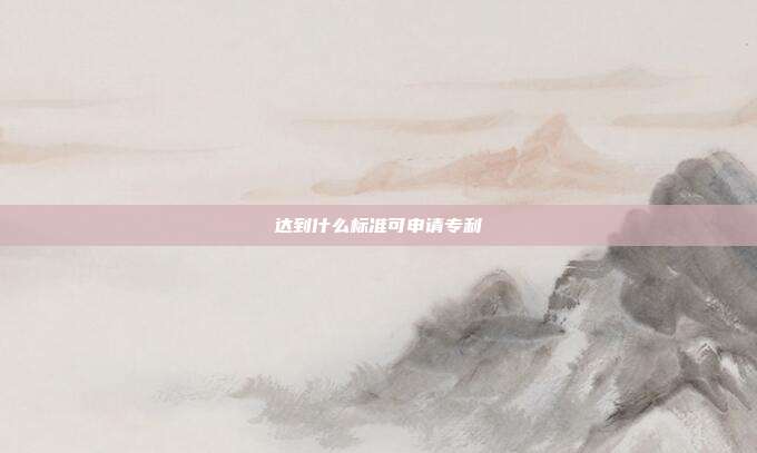 达到什么标准可申请专利