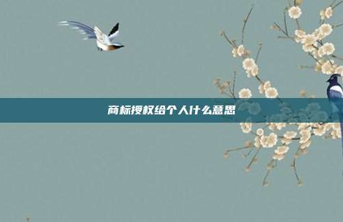 商标授权给个人什么意思
