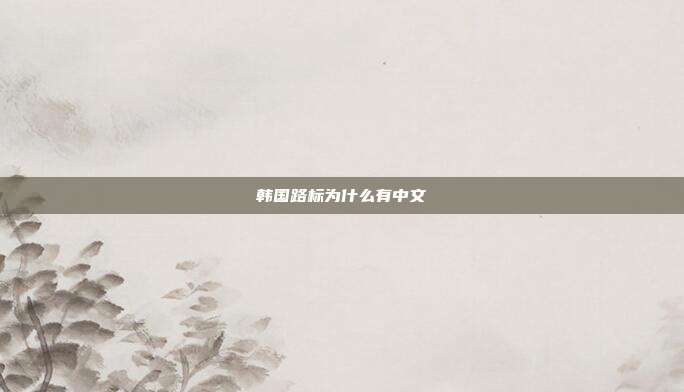 韩国路标为什么有中文