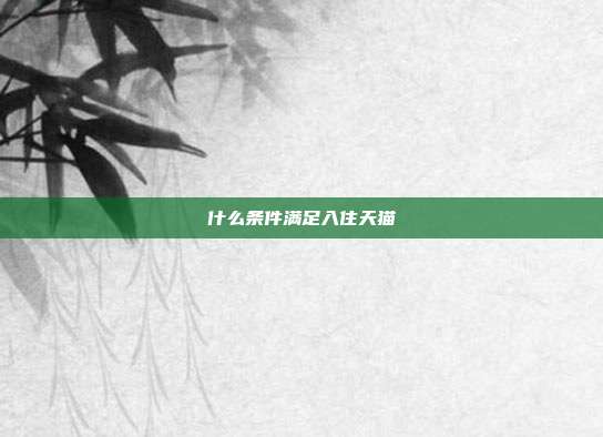 什么条件满足入住天猫