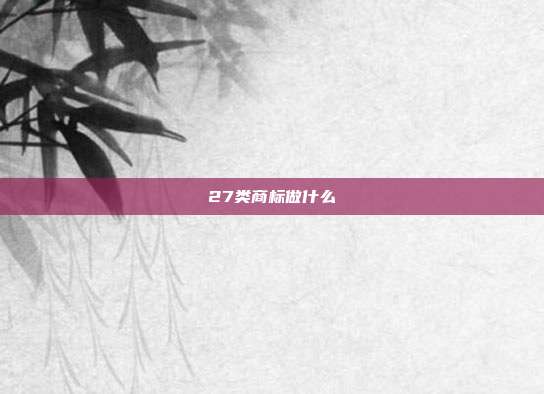 27类商标做什么