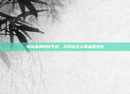电商品牌授权平台,开网店怎么拿品牌授权