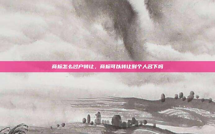 商标怎么过户转让,商标可以转让到个人名下吗