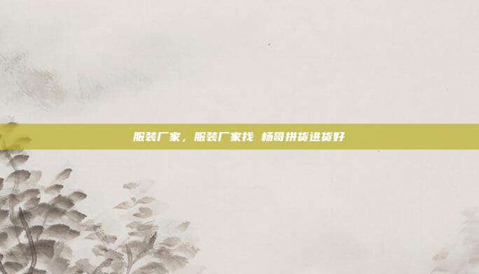 服装厂家,服装厂家找 杨哥拼货进货好