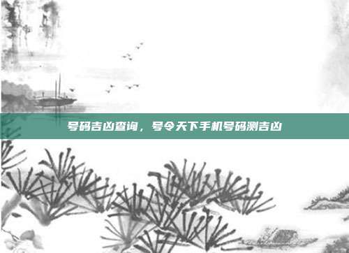 号码吉凶查询,号令天下手机号码测吉凶