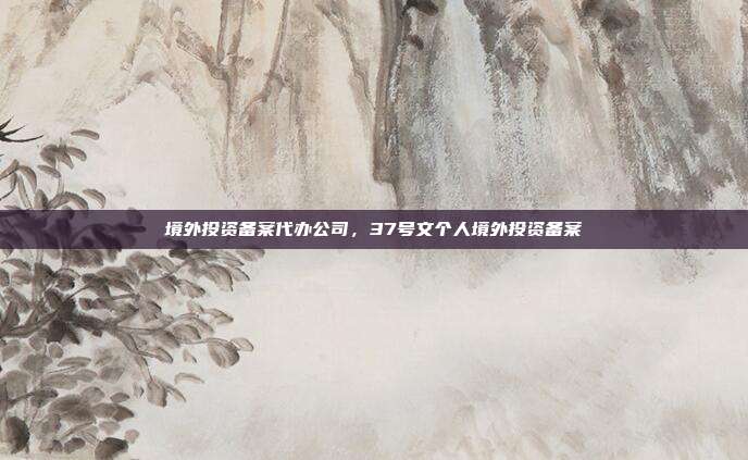 境外投资备案代办公司,37号文个人境外投资备案