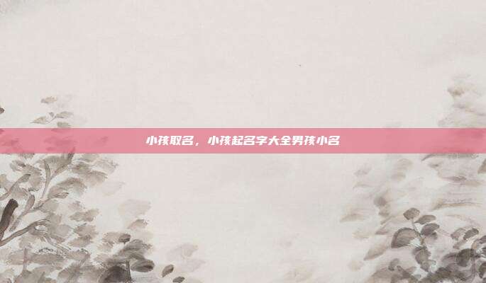 小孩取名,小孩起名字大全男孩小名