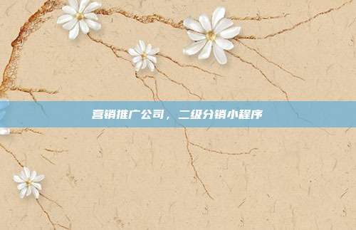 营销推广公司,二级分销小程序
