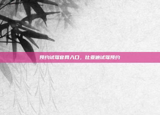 预约试驾官网入口,比亚迪试驾预约