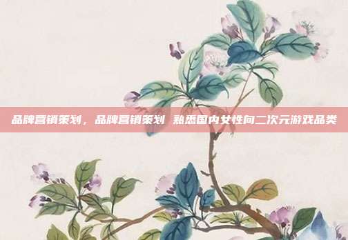 品牌营销策划,品牌营销策划 熟悉国内女性向二次元游戏品类