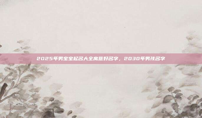 2025年男宝宝起名大全寓意好名字,2030年男孩名字