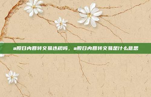 a股日内回转交易违规吗,a股日内回转交易是什么意思