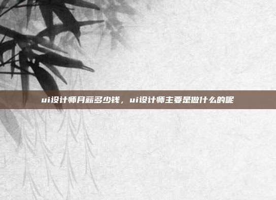 ui设计师月薪多少钱,ui设计师主要是做什么的呢