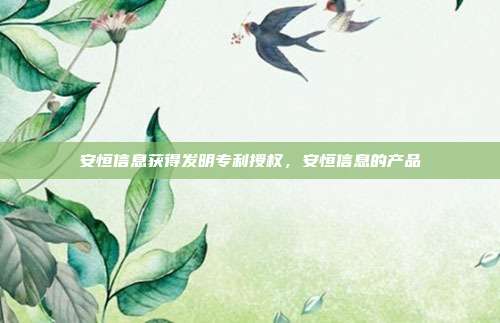 安恒信息获得发明专利授权,安恒信息的产品