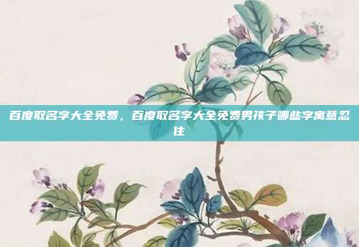 百度取名字大全免费,百度取名字大全免费男孩子哪些字寓意忍住