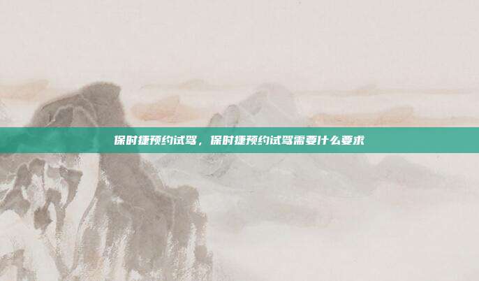 保时捷预约试驾,保时捷预约试驾需要什么要求