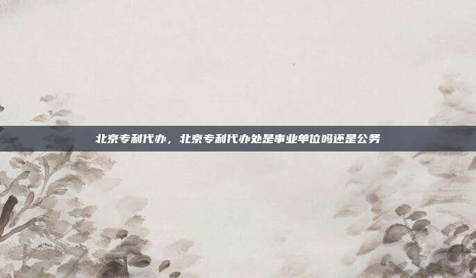 北京专利代办,北京专利代办处是事业单位吗还是公务
