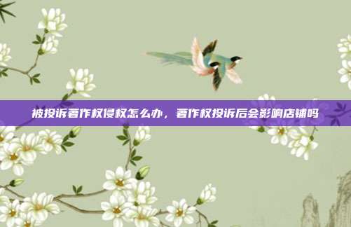被投诉著作权侵权怎么办,著作权投诉后会影响店铺吗