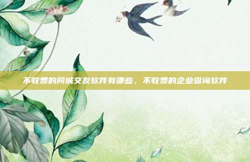 不收费的同城交友软件有哪些,不收费的企业查询软件