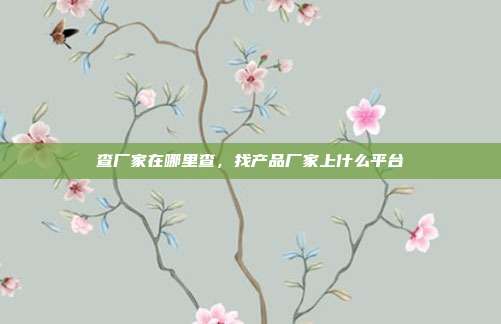 查厂家在哪里查,找产品厂家上什么平台