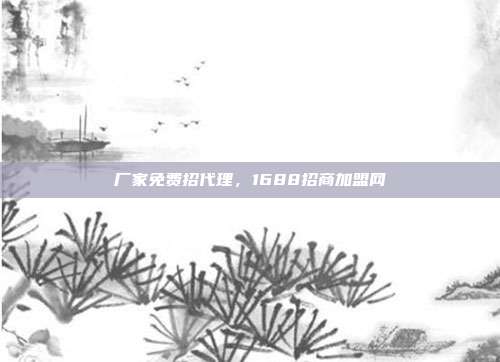 厂家免费招代理,1688招商加盟网