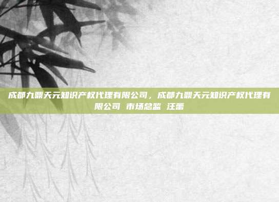 成都九鼎天元知识产权代理有限公司,成都九鼎天元知识产权代理有限公司 市场总监 汪蕾