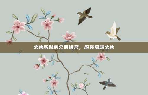 出售服装的公司排名,服装品牌出售