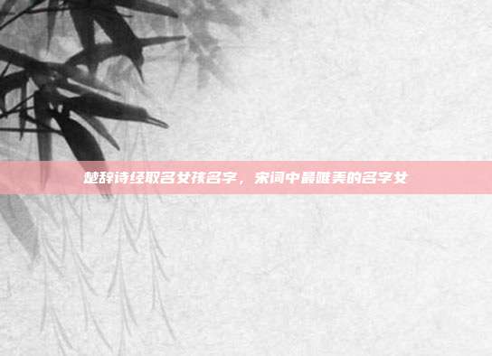 楚辞诗经取名女孩名字,宋词中最唯美的名字女