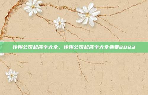 传媒公司起名字大全,传媒公司起名字大全免费2023