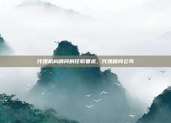 代理机构顾问的任职要求,代理顾问公司