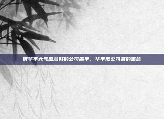 带华字大气寓意好的公司名字,华字取公司名的寓意