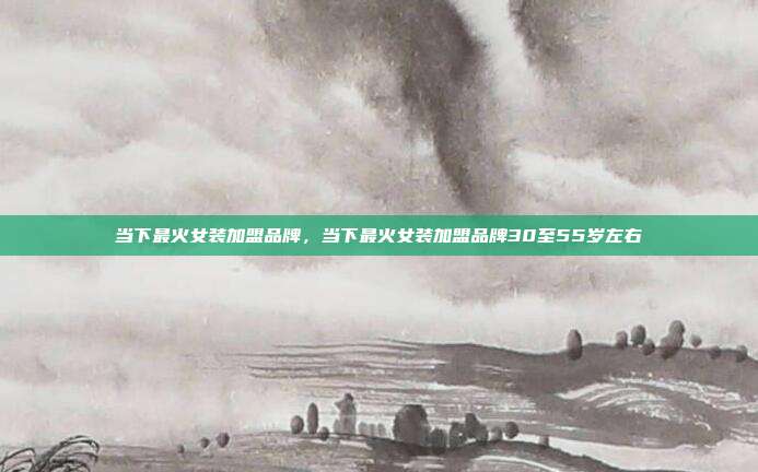 当下最火女装加盟品牌,当下最火女装加盟品牌30至55岁左右