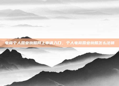 电商个人营业执照网上申请入口,个人电商营业执照怎么注销