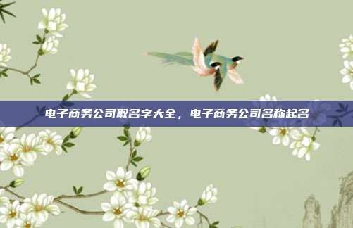 电子商务公司取名字大全,电子商务公司名称起名