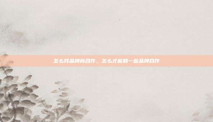 怎么找品牌商合作,怎么才能和一些品牌合作