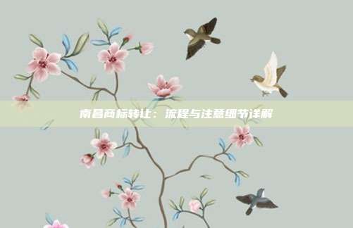 南昌商标转让:流程与注意细节详解