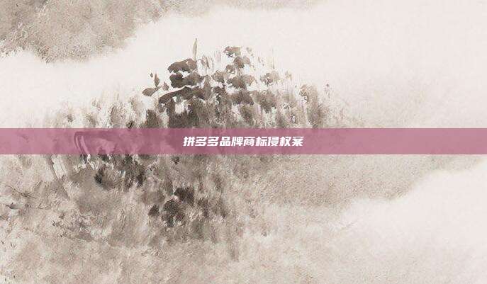 拼多多品牌商标侵权案