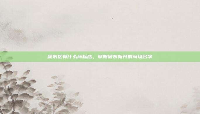 颍东区有什么商标店,阜阳颍东新开的商场名字